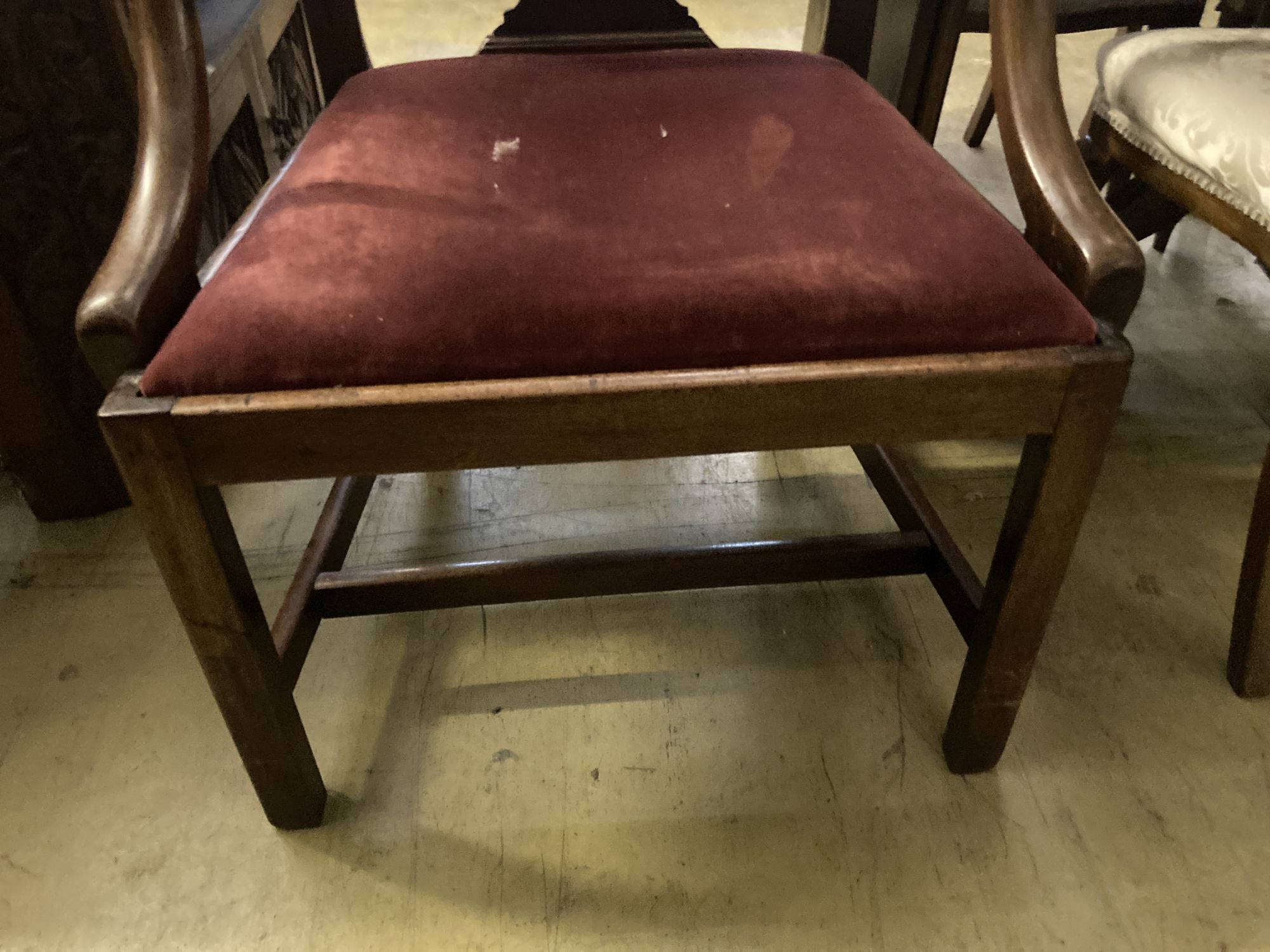 A George III mahogany elbow chair